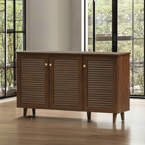 Scarpiera Moderna Marrone in Legno a 3 Ante con Design a Persiana, Elegante Organizzatore per Scarpe da Ingresso e Soggiorno 2026 - Product Image 5
