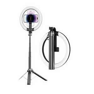 ไม้เซลฟี่พร้อมไฟสำหรับไลฟ์สด พกพาสะดวก ขนาด 10 นิ้ว พร้อมขาตั้งไฟสำหรับถ่ายภาพกลางแจ้ง ควบคุมด้วยรีโมท - Product Image 2