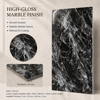 Panneau mural en PVC haute brillance MORLENX, texture de pierre de cristal noir, feuille de marbre UV, pour projet d'aménagement intérieur d'hôtel de luxe