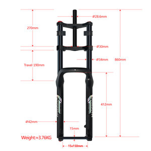 <span class=keywords><strong>Fourche</strong></span> droite en aluminium à double couronne pour VTT <span class=keywords><strong>DH</strong></span> Fat Bike, suspension pneumatique, axe traversant 15*150MM, <span class=keywords><strong>26</strong></span> <span class=keywords><strong>pouces</strong></span>, 5.0, 190MM - Product Image 2