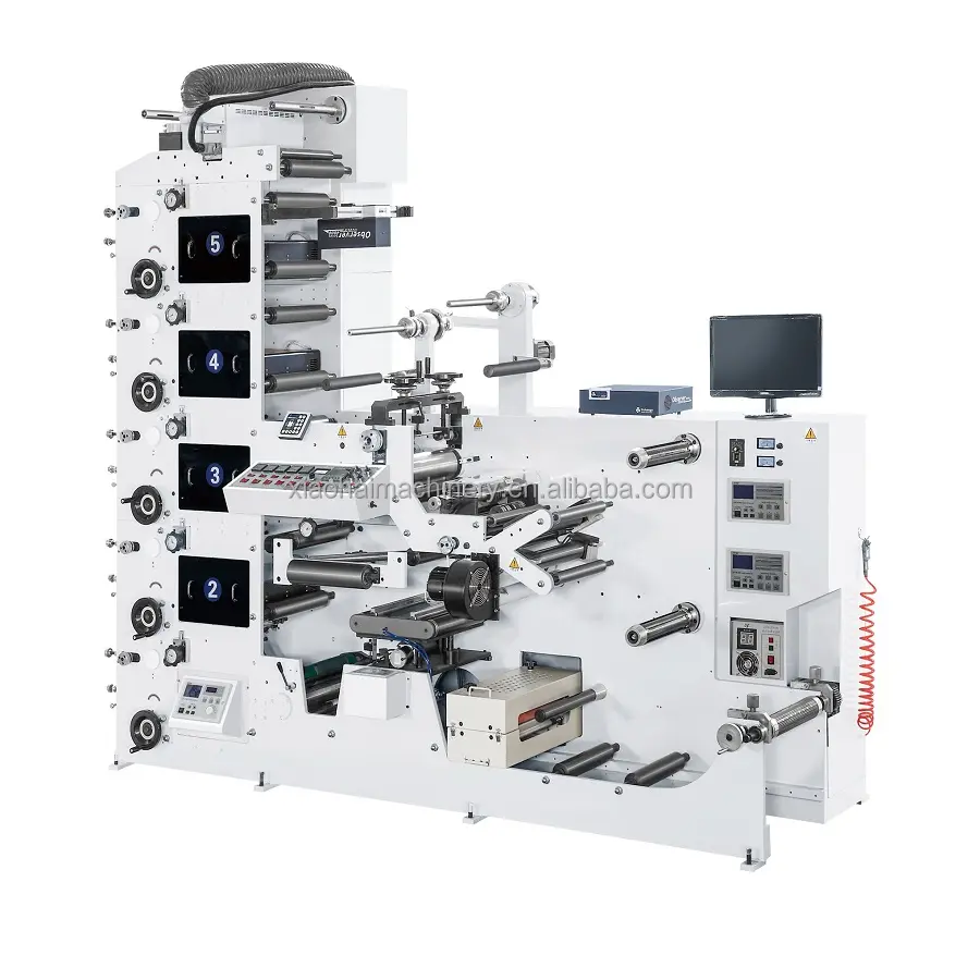 Máquinas de impressão flexográfica de etiquetas adesivas UV Narrow Web, impressora flexográfica automática para impressão tipográfica em pilha