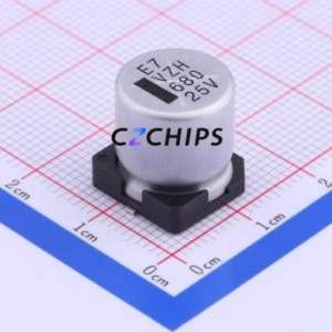 ตัวเก็บประจุแบบอิเล็กโทรไลต์อะลูมิเนียม SMD รุ่น VZH681M1ETR-1313, ขนาด D12.5xL13.5 มม. 680uF 20% 25V 12.5 มม. - Product Image 1