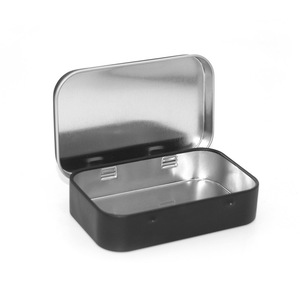 Kaleng kosong persegi panjang logam perak hitam, kotak timah portabel Mini Kit penyimpanan kecil pengatur rumah dengan tutup wadah kerajinan - Product Image 6