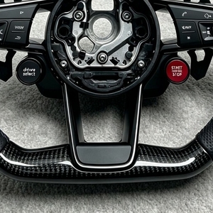 Nouveau Volant <span class=keywords><strong>S</strong></span>-<span class=keywords><strong>Line</strong></span> avec Bouton de Démarrage pour <span class=keywords><strong>Audi</strong></span> A5 A7 Q5 R8 TTRS C6 C7 S7 S4 A4 B8 RS3 SQ5 S5 B9 A6 C8 <span class=keywords><strong>A3</strong></span> - Noir Perforé - Product Image 6