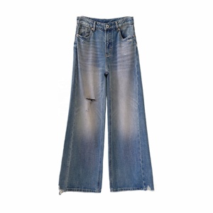Jean ample taille haute pour femme, 100 % coton, décontracté, été, dégradé rose, délavé vintage, style boyfriend, streetwear - Product Image 4