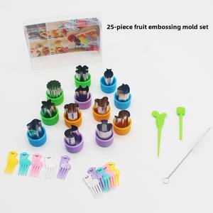 Ensemble de 28 moules à fruits en relief, moule à pâtes papillon, <span class=keywords><strong>emporte</strong></span>-pièces à biscuits avec protection pour les mains, modèle XD2023-5PCS - Product Image 2