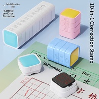 Tampon correcteur auto-encreur personnalisable en plastique multicouche, motif blocs de construction, pour enseignants, design quadrillé, type JMYZ