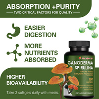 Gélules d'extrait de Ganoderma et de Spiruline - Soutient la santé immunitaire, l'énergie naturelle et la défense antioxydante