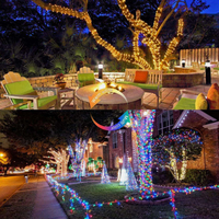Guirlande lumineuse connectable à 100 LED, 33 pieds, blanc chaud, étanche, lumières scintillantes, fil transparent, branchement facile, pour décoration de Noël en extérieur