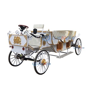 Charrette de tourisme sans chevaux personnalisée, blanche haut de gamme, disponible en couleurs sur mesure, pour mariages et visites touristiques - Product Image 1