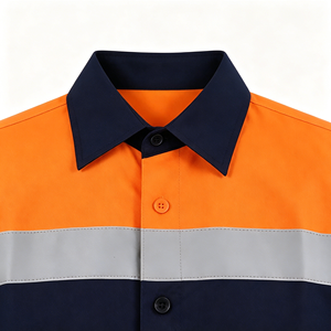 Custom Logo Reflective High Visibility Safety Lightweight Breathable Polyester Short Sleeve - Product Image 4