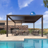 Pergola extérieure moderne de luxe en aluminium avec toit imperméable, pergola de jardin en métal
