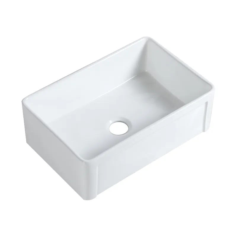 Modern White Rectangular Apron fireclay Single Bowl Double Bowl Ceramic Farmhouse Kitchen Sink