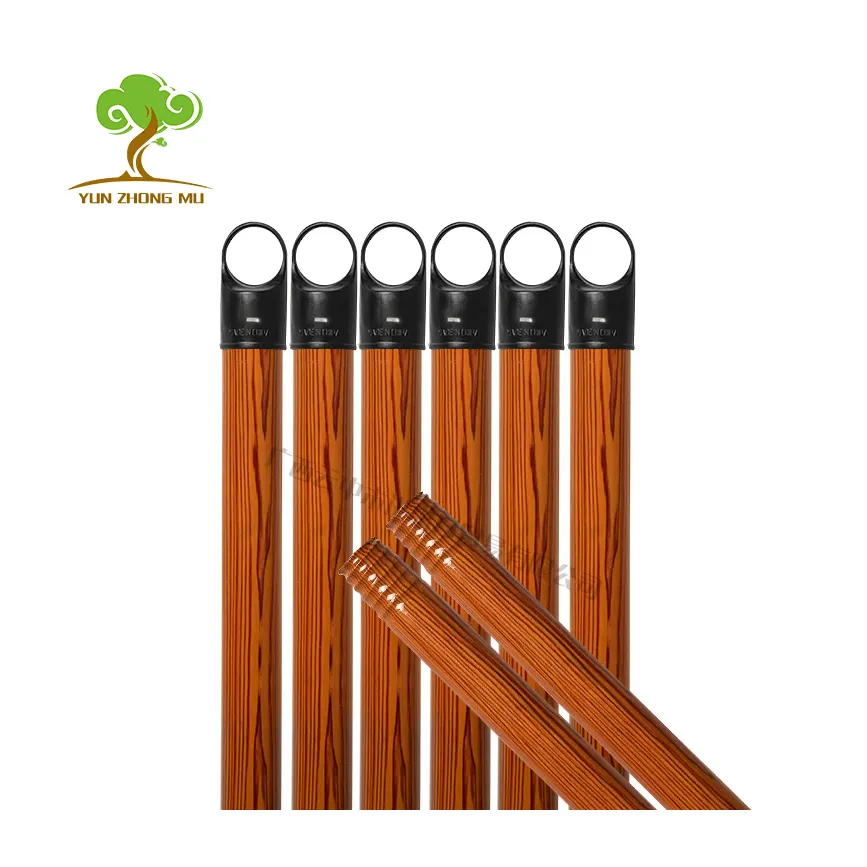 Manufacture Factory Wholesale High Quality Cleaning Tool Italian Screw Wood Colour PVC Coated Wooden Broom Handle Mop Stick Wood