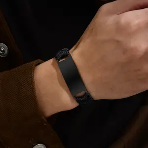 2024 Bracelets de bijoux de mode pour hommes en acier inoxydable bracelet tressé plié blanc pleine lumière noir