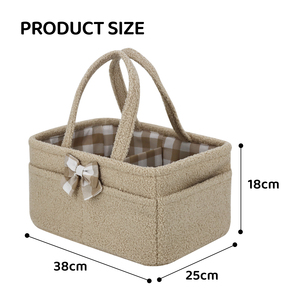 <span class=keywords><strong>Sac</strong></span> de rangement multifonctionnel en polaire Teddy avec nœud papillon, imperméable et portable, pour couches de bébé, grand format, idéal pour les voyages - Product Image 2