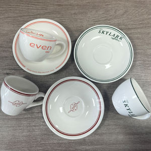 Ensemble <span class=keywords><strong>tasse</strong></span> à café et soucoupe américaines personnalisées <span class=keywords><strong>Tasse</strong></span> à cappuccino espresso en céramique de style design moderne avec logo, motif et <span class=keywords><strong>texte</strong></span> - Product Image 4