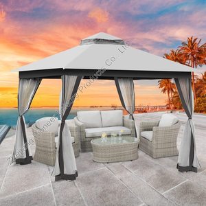 Gazebo <span class=keywords><strong>de</strong></span> patio en acier gris imperméable à l'eau avec filet et <span class=keywords><strong>sac</strong></span> <span class=keywords><strong>de</strong></span> <span class=keywords><strong>sable</strong></span> <span class=keywords><strong>pour</strong></span> jardin, <span class=keywords><strong>pelouse</strong></span>, terrasse, piscine, 10 pi x 13 pi en stock - Product Image 1
