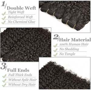 Amygirl Vente en gros, cheveux humains vierges naturels de qualité 10A, brins de cheveux péruviens, cambodgiens, brésiliens, bouclés crépus, 100% - Product Image 3