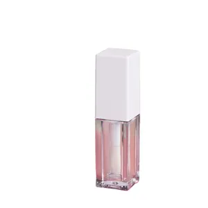 Benutzer definiertes Logo Lippenstift Quadratische Form Transparente Luxus Lippenstift Tube 5ml Leere Rosa Schwarz Weiß Deckel Behälter Kosmetik paket