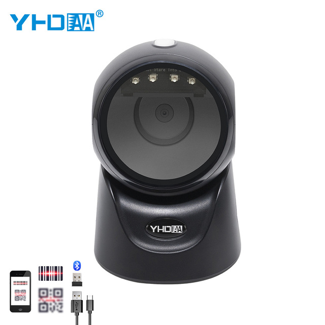 Manufacturer Direct Sales Bluetooth Wireless 2D Omnidirectional Automatic Sense Qr Code Reader Desktop Barcode Scanner