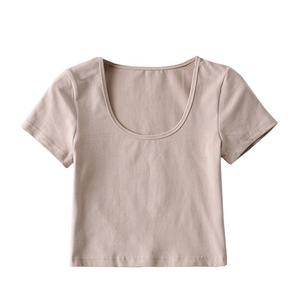 Muslimate <span class=keywords><strong>donna</strong></span> scollo a barca Sexy Top in <span class=keywords><strong>cotone</strong></span> estate Casual <span class=keywords><strong>Basic</strong></span> Yoga Style maglietta personalizzata manica corta Crop Top - Product Image 6