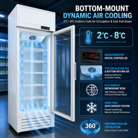 Réfrigérateur vertical commercial à porte vitrée simple pour boissons et jus, idéal pour les supermarchés
