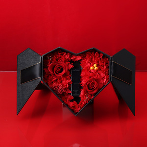 ดอกกุหลาบอบแห้งรูปหัวใจในถัง ของขวัญดอกไม้แห้งอมตะ กล่องของขวัญพร้อมไฟ LED น้ำหอมตกแต่ง สำหรับวันวาเลนไทน์ งานแต่งงาน วันครบรอบ - Product Image 4