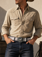 Ceinture ajustable en cuir de vachette pour homme, style western américain, avec boucle serpent gravée - Accessoire de mode pour le travail