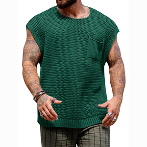 Débardeurs en crochet décontractés pour hommes Summer Beach <span class=keywords><strong>Hippie</strong></span> Knitted Sweater Vest Cap - Product Image 1
