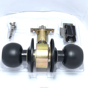 Cerradura de Puerta con Perilla Esférica/Cilíndrica, Modelo 587 Negro, Antirrobo, para Inmobiliarias, con Botón, Resistente al Agua, Personalizable OEM/ODM - Product Image 3