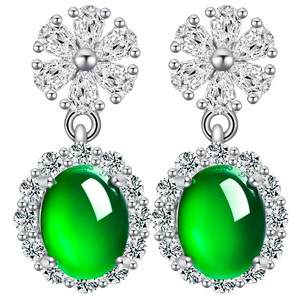 Pendientes de jadeíta natural auténtica de grado A, en forma de huevo, color verde jade, con plata S925, estilo femenino. - Product Image 5