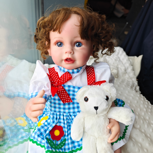 Muñeca Bebé <span class=keywords><strong>Reborn</strong></span> <span class=keywords><strong>de</strong></span> Silicona <span class=keywords><strong>de</strong></span> Cuerpo Completo <span class=keywords><strong>de</strong></span> 22 Pulgadas, con Cabello Rizado, Realista, para Niñas, <span class=keywords><strong>Precio</strong></span> <span class=keywords><strong>de</strong></span> Fábrica - Product Image 3
