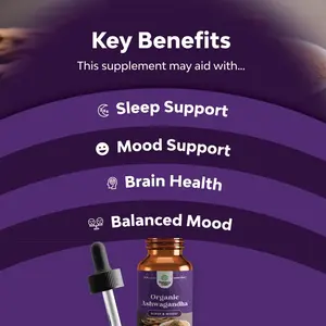 Biochealth - Suplemento Herbal Vegano de Marca Propia para el Alivio del Estrés y un Sueño Reparador, Favorece el Estado de Ánimo, Gotas Líquidas de <span class=keywords><strong>Ashwagandha</strong></span> - Product Image 2