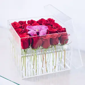 Kristal Acryl Bloemen Displaydoos Met Laden Acryl Rose Geschenkdoos Voor Bruiloft En Thuis