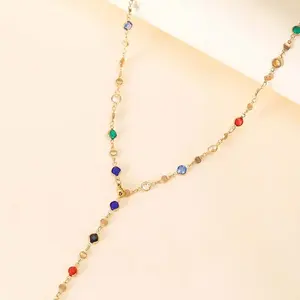 RINHOO Neue Luxuriöse Bunte Kristall-Zirkon-Halskette für Damen Glänzender Strass Langer Quasten-Choker Böhmischer Statement-Schmuck Geschenk - Product Image 6