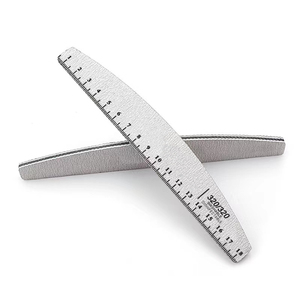 Lima de uñas de doble cara Boomerang de gran venta, grano 80/100/120/150/180/240/320, forma de luna, diseño cebra, núcleo de plástico negro - Product Image 1