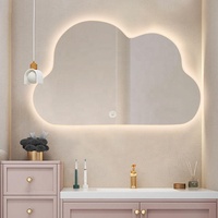 Miroir de salle de bain à LED en forme de nuage au design moderne, anti-buée, avec fonction de mémoire à intensité variable, avec interrupteur tactile, miroir de courtoisie pour chambre d'hôtel