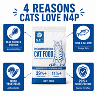 Nouvelle Formule Premium 10KG N4P Aliment Sec pour Chats Protéines de Poulet, Thon et Saumon Fortifiées en Taurine Riches en Oméga pour un Pelage Brillant