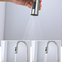 Robinet de cuisine moderne de haute qualité à poignée unique en céramique, mélangeur d'eau chaude/froide, rotation à 360°, acier inoxydable, avec douchette extractible