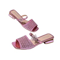 Sandales plates à paillettes pour femmes, style décontracté transfrontalier, nouveau style euro-américain, à une bride, pour la plage, en plastique