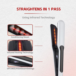 <span class=keywords><strong>Piastra</strong></span> per Capelli <span class=keywords><strong>a</strong></span> <span class=keywords><strong>Vapore</strong></span> con Piastre in Ceramica Tormalina <span class=keywords><strong>a</strong></span> Infrarossi, Riscaldamento Rapido, Temperatura Regolabile, Nutre i Capelli, <span class=keywords><strong>Professionale</strong></span> - Product Image 2