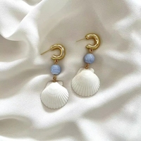 Pendientes de Madreperla Hechos a Mano, Elegantes y Minimalistas, de Acero Inoxidable, para Mujer, Resistentes al Agua, Ideales para Regalo