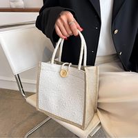 Ensemble de sacs fourre-tout décontractés pour femmes, sac à bento personnalisé brodé avec bouton, sacs de courses réutilisables