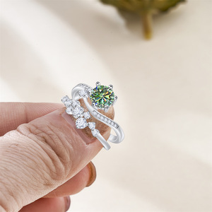 Best Wholesale 100% <b>925</b> Sterling <b>Silver</b> VVS 1CT Green Moissanite <b>Ring</b> for Women with GRA - Product Image 1