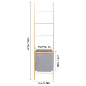 Bamboo Inclined Towel <strong>Ladder</strong> Rack <strong>Bathroom</strong> Independent Household Toys Clothing <strong>Storage</strong> - Product Image 4
