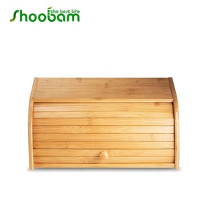 Bamboo <strong>Wood</strong> Rolltop <strong>Bread</strong> Box Snacks Storage <strong>Bin</strong> - Product Image 3