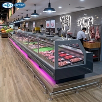Vitrine Réfrigérée de Supermarché pour Viande Fraîche en Acier Inoxydable avec Refroidissement par Air, Comptoir de Service et Présentoir Réfrigéré pour Charcuterie