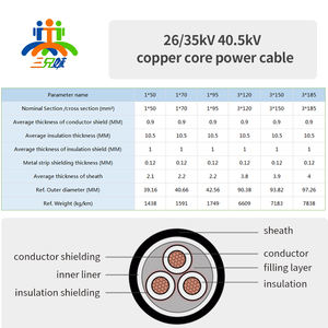 Câble moyenne tension 1/3 conducteurs 6-35kV N2XSY YJV isolé XLPE, <span class=keywords><strong>gaine</strong></span> PVC PE avec conducteurs blindés en cuivre, toutes tailles disponibles - Product Image 2