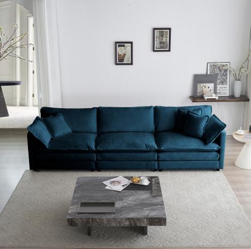 Blue + Chenille + 3 Seat